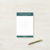 Monogram Blauwgroen Modern Elegant Business Post-it® Notes (Op bureau)