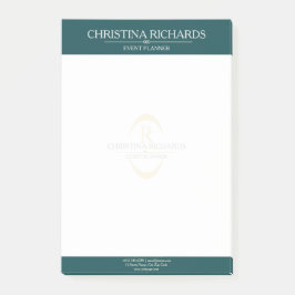 Monogram Blauwgroen Modern Elegant Business Post-it® Notes