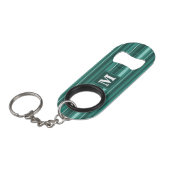 Monogram blauwgroen strepen sleutelhanger flessenopener (Voorkant Gekanteld)