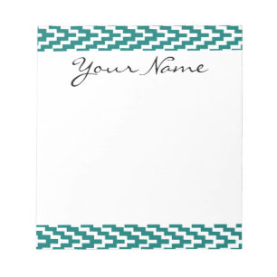 Monogram Blauwgroen White Ikat Chevron Zig Zag Pat Notitieblok