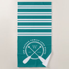 Monogram blauwgroen White Nautical Lake House Strandlaken