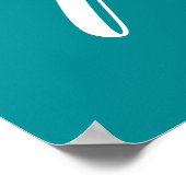 Monogram Blauwgroen, wit, minimalistisch script Poster (Hoek)