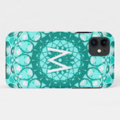 Monogram Blauwgroen Witte Loopy Kaleidoscope iPhon Case-Mate iPhone Case (Achterkant (horizontaal))