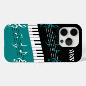 Monogram Blauwgroen zwart-witte pianotoetsen en no Case-Mate iPhone Case (Achterkant (horizontaal))