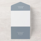 Monogram Bleek Blauw en witte bruiloft All In One Uitnodiging (Buitenkant)