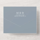 Monogram Bleek Blauw en witte bruiloft All In One Uitnodiging (Achterkant)