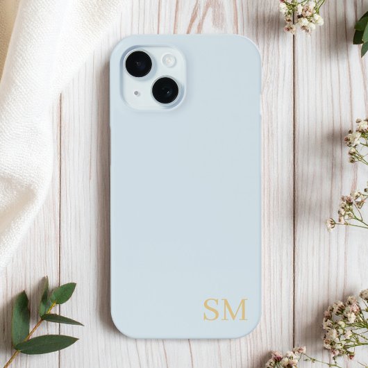 Monogram Bleek Blauw Goud Minimalistische Initiale Case-Mate iPhone Case