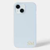 Monogram Bleek Blauw Goud Minimalistische Initiale Case-Mate iPhone Case (Achterkant)