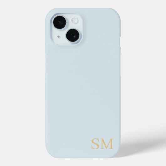 Monogram Bleek Blauw Goud Minimalistische Initiale Case-Mate iPhone Case (Achterkant)