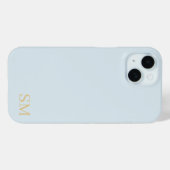 Monogram Bleek Blauw Goud Minimalistische Initiale Case-Mate iPhone Case (Achterkant (horizontaal))