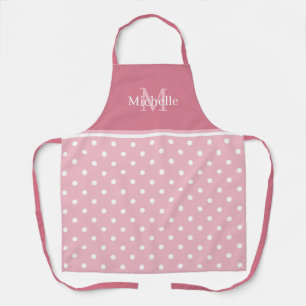 Monogram Bleek Roze en Witte Stippen Schort