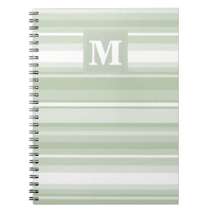 Monogram bleekgroene strepen notitieboek