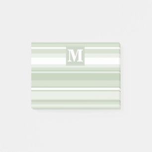 Monogram bleekgroene strepen post-it® notes