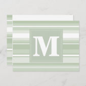 Monogram bleke groene strepen briefkaart (Voorkant / Achterkant)