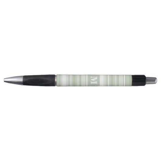 Monogram bleke groene strepen pen (Voorkant)
