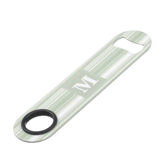 Monogram bleke groene strepen speed flessenopener (Voorkant Gekanteld)