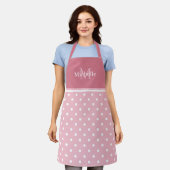 Monogram Bleke roze en witte pooldots Schort (Gedragen)