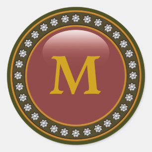 Monogram Bling Bling Ronde Sticker
