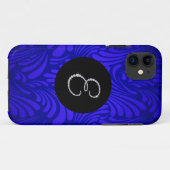 Monogram Bling Letter E Blauwe Draaikolk Achtergro Case-Mate iPhone Case (Achterkant (horizontaal))