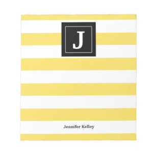 Monogram Blocnote Gele Stripes, zwart