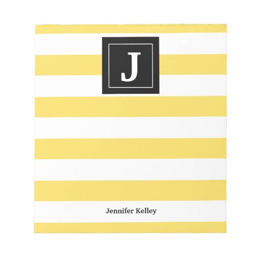 Monogram Blocnote Gele Stripes, zwart (Voorkant)