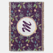 monogram bloem en bladeren deken (Voorkant Verticaal)