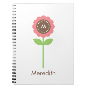 Monogram Bloem Gepersonaliseerd Notitieboek