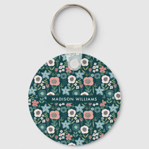 Monogram Bloem Moderne Minimale Sleutelhanger