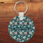 Monogram Bloem Moderne Minimale Sleutelhanger (Voorkant)