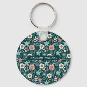 Monogram Bloem Moderne Minimale Sleutelhanger (Achterkant)