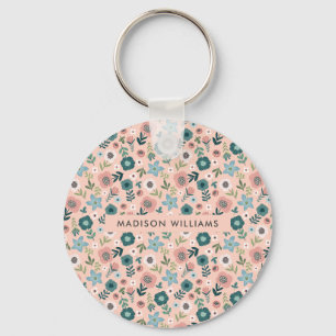 Monogram Bloem Moderne Minimale Sleutelhanger