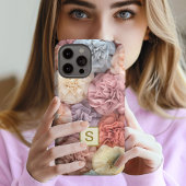 Monogram bloem roze iPhone hoes