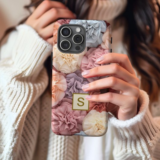 Monogram bloem roze iPhone hoes