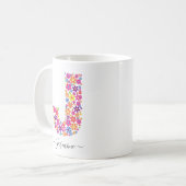 Monogram bloemen Aangepaste tekst - Floral Letter Koffiemok (Voorkant links)