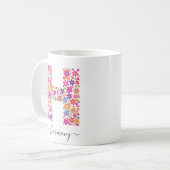 Monogram bloemen Aangepaste tekst - Florentijnse l Koffiemok (Voorkant links)