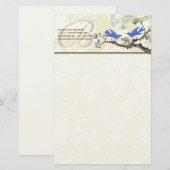  monogram bloemen bloeiende bijkantoor briefpapier (Voorkant / Achterkant)