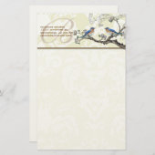 monogram bloemen bloeiende bijkantoor briefpapier (Voorkant / Achterkant)