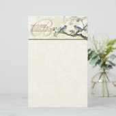 monogram bloemen bloeiende bijkantoor briefpapier (Staand voorkant)