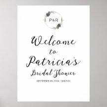 Monogram Bloemen Bruiloft Borrel Welcome Bord