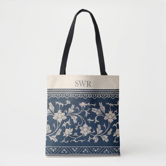 Monogram  Bloemen Chinoiserie Ivoor Canvas tas (Voorkant)