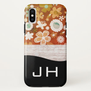 Monogram Bloemen en Textuur iPhone XS Hoesje