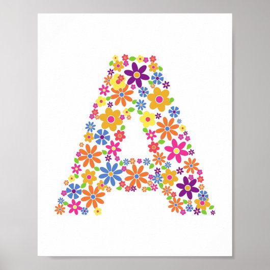 Monogram bloemen letter A Poster (Voorkant)