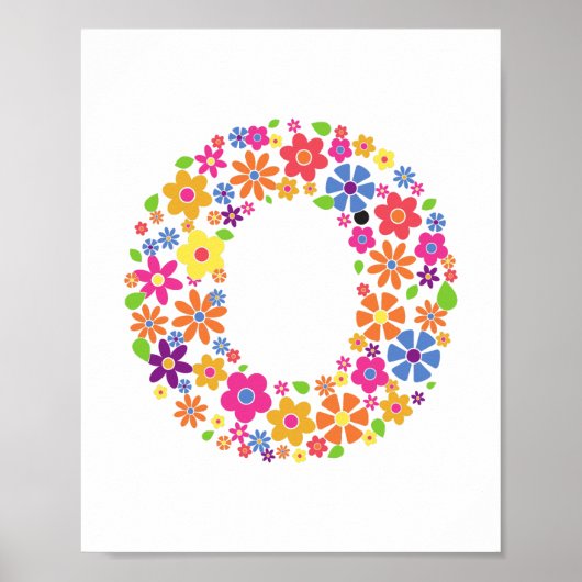 Monogram bloemen letter O Poster (Voorkant)