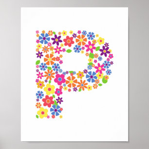 Monogram bloemen letter P Poster