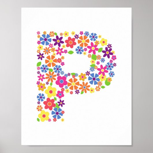 Monogram bloemen letter P Poster (Voorkant)