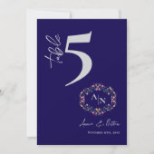 Monogram Bloemen Lijst Trouwtafel Nummer Bedankkaart (Voorkant)