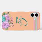MONOGRAM BLOEMEN op perzik Case-Mate iPhone Case (Achterkant (horizontaal))