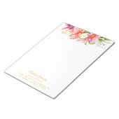 Monogram bloemen Roze Afbeelding Notitieblok (Schuin)