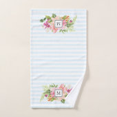  monogram bloemen Roze doekset Bad Handdoek (Handdoek)