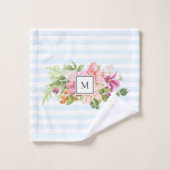  monogram bloemen Roze doekset Bad Handdoek (Wasdoekje)